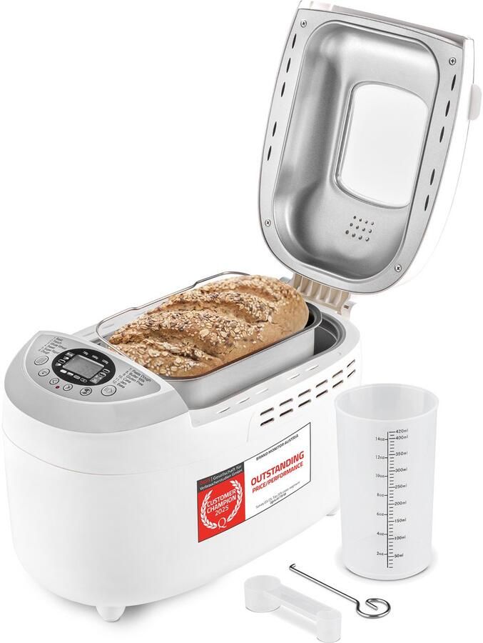 TZS FIRST AUSTRIA Broodbakmachine 900 tot 1250 gr Brood Timer 12 Bakprogramma's 850W Wit - Foto 2