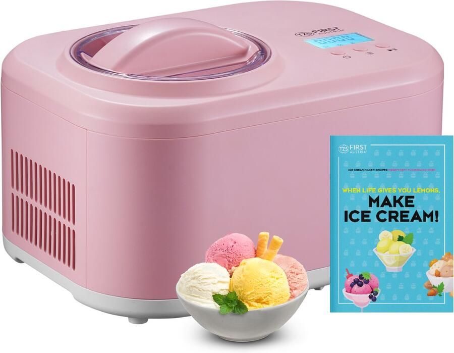 TZS FIRST AUSTRIA IJsmachine – Zelfvriezende Ice Cream Maker met Compressor – 1L – Roos