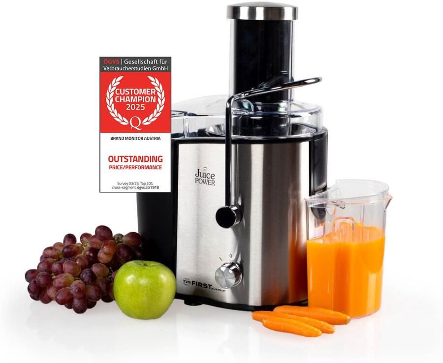 TZS FIRST AUSTRIA Sapcentrifuge Slowjuicer Juicer 750ml 2 standen RVS 800W Met Pulpcontainer - Foto 2