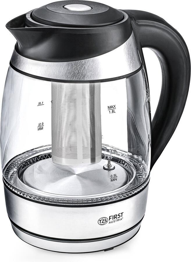 TZS FIRST AUSTRIA Waterkoker Glas 1 8L met LED 2200W Met theefilter