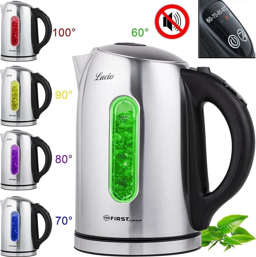 TZS FIRST AUSTRIA Waterkoker met Temperatuurregeling 2200W Zilver