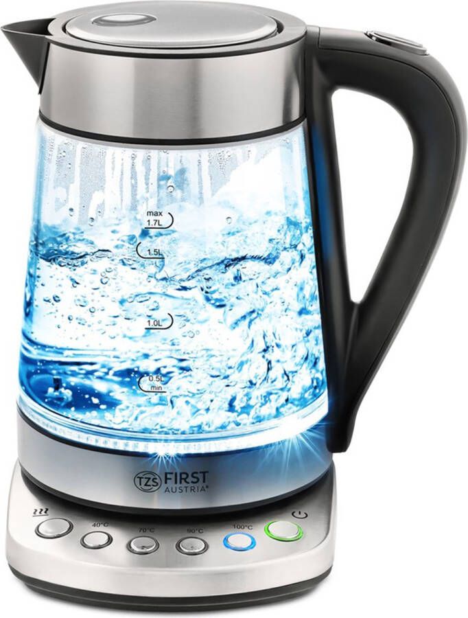 TZS FIRST AUSTRIA Waterkoker Glas Elektrisch 1.7L met LED 2200W Glazen Waterkoker