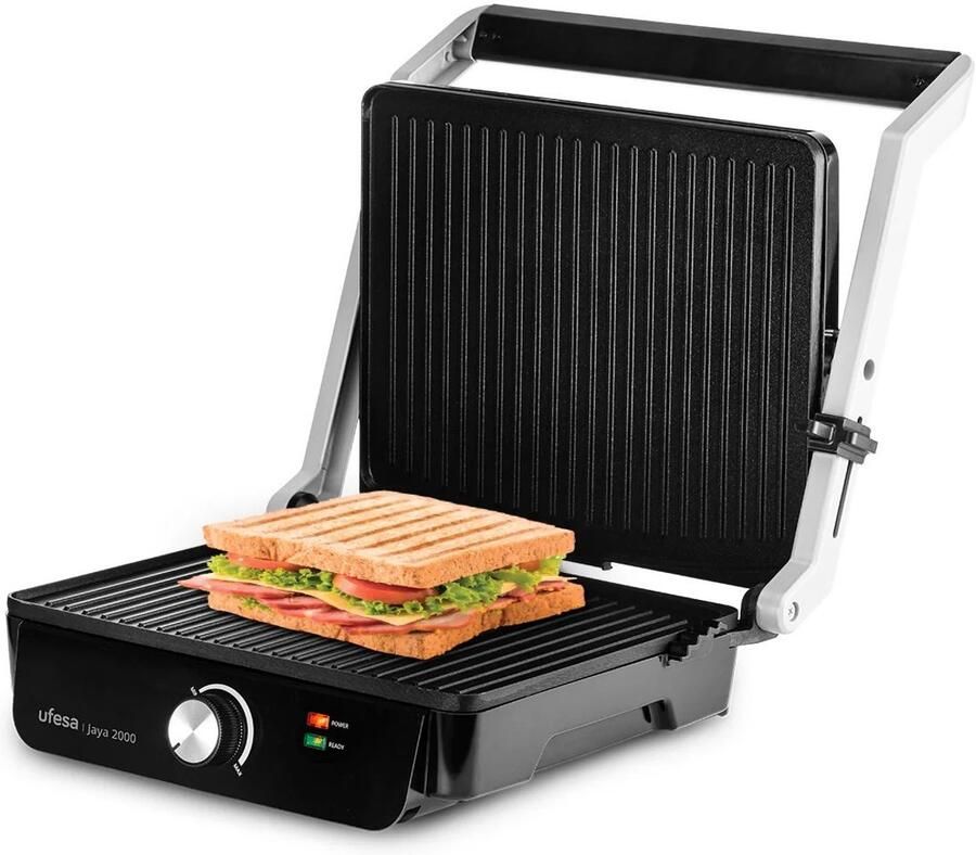 UFESA Jaya 2000 – Contactgrill Press Grill – 2000 W – Anti-aanbakplaten – 180º Openend
