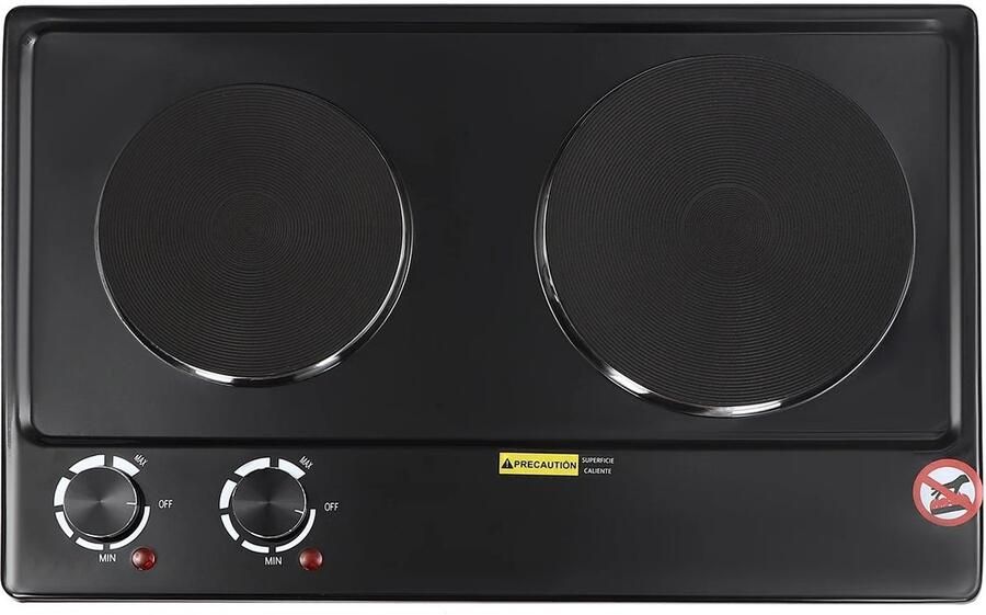 UJOY Elektrische kookplaat 2 Platen Dubbele kookplaat 2500W Elektrisch met snoer 6 Temperatuur aanpassingen