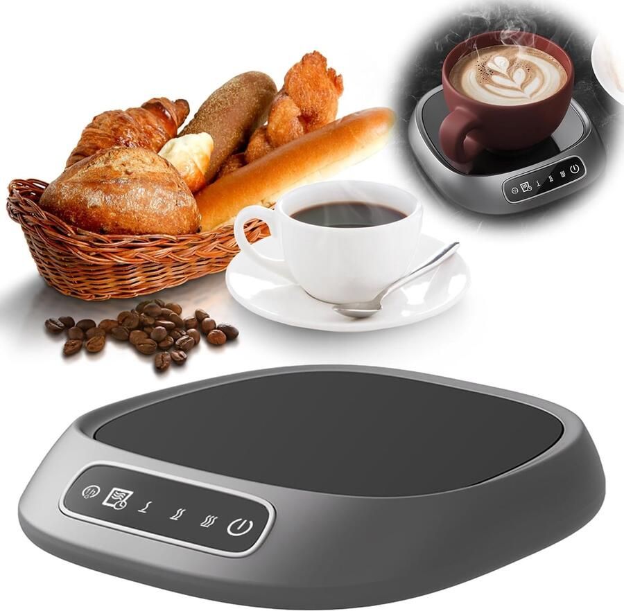 Ulisem Kopjeswarmer Elektrische Mokverwarmer 10W Koffieverwarmer Warmhoudplaat voor Koffie en Thee 1-8 Uur Timer Automatische Uitschakeling Zwart