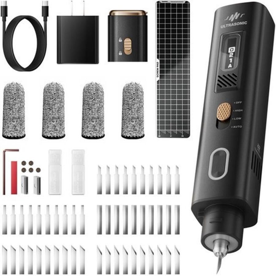 Ultrasone Snijmachine Draagbaar 35 W Vermogen 40 Messen ABS Materiaal Zwart Voor Leer En Hout
