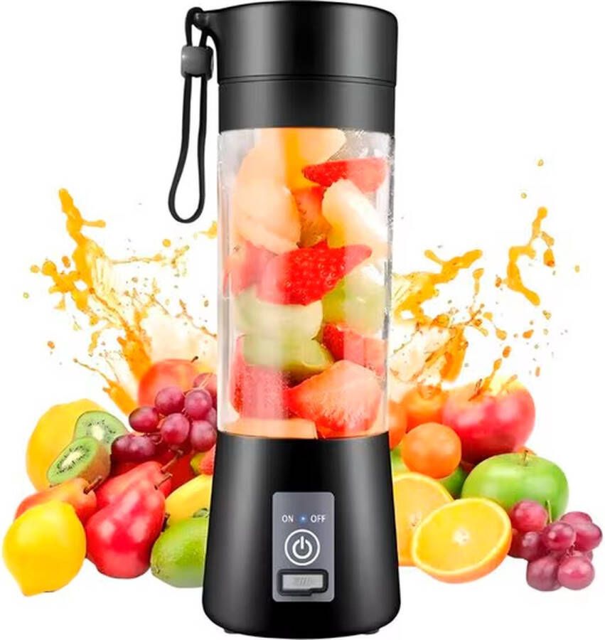 Unbrandedn Draagbare Blender USB Oplaadbaar Zwart Smoothie Beker 380ml