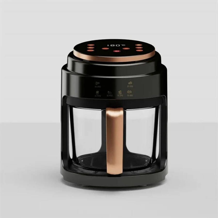 Unbranded Sterrenvuur 3.2L Airfryer Zwarte Luchtfriteuse Multifunctioneel Olievrij Bakken 1000W Vermogen LED Touchscreen Grote Capaciteit Veiligheidssysteem Design