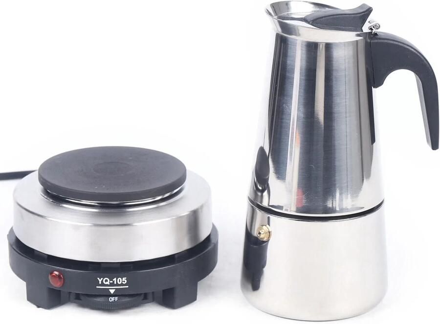 Unbranded JAQZY Espressomachine Elektrisch 500W Instelbare Temperatuur 0 tot 200°C 5 Vermogensstanden 300 ml 6 Kopjes Makkelijk