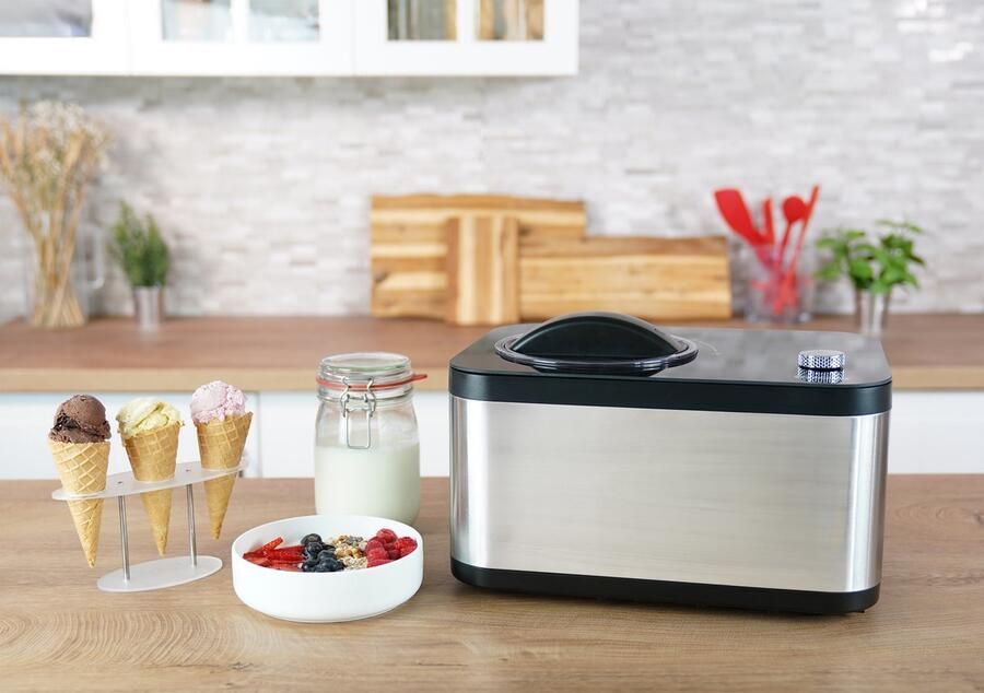 Unold 48826 Eismaschine & Joghurtbereiter EVA Compressie-ijsmachine 1 5 l 1 kommen Zwart Roestvrijstaal LED 1 2 m - Foto 2