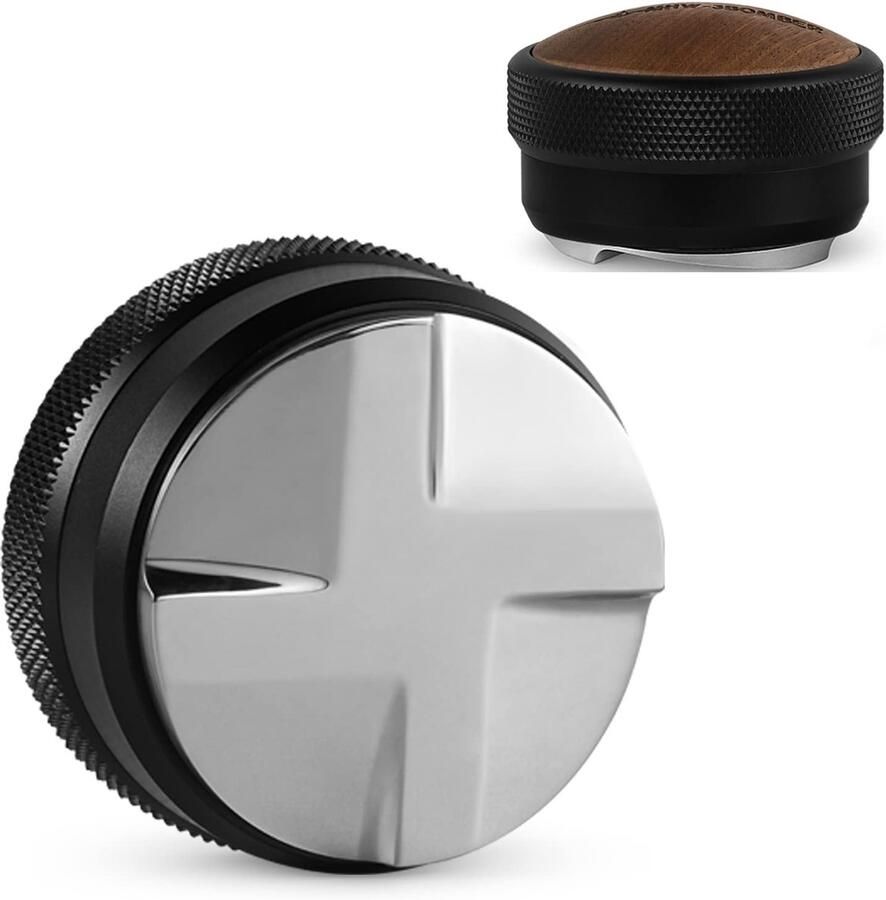 Unyqoos Verstelbare koffieverdeler voor espresso met 53 35 mm basis en 54 mm portafilter Zwart