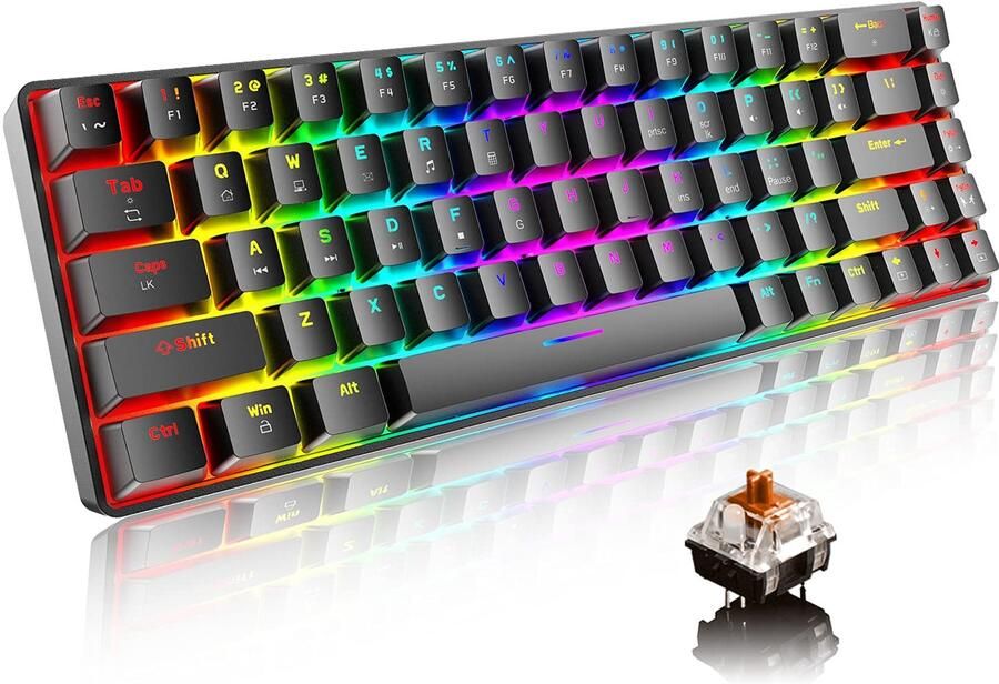 Upgraded Compact Mechanisch Gaming Toetsenbord met RGB Verlichting en Waterdichte Functie