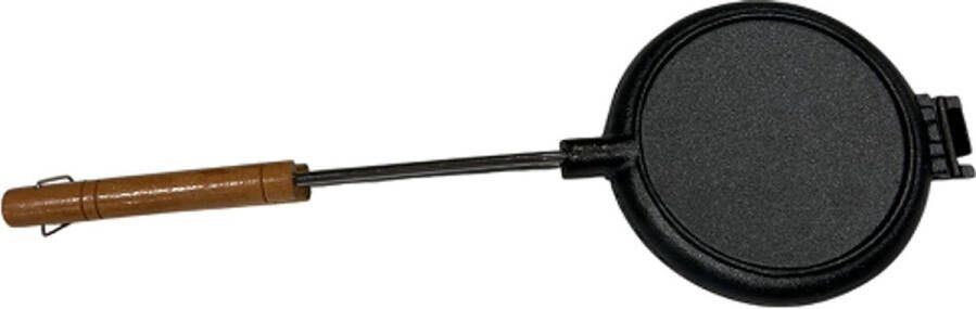 USEme Wafelijzer- gietijzer houten handgrepen voor kampvuur camping