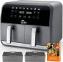 Uten Dubbele Airfryer XXL SYNC-FINISH SHAKE DUAL COOK Technologie 8L Touchscreen Heteluchtfriteuse Twee Manden 2 x 4L 1700W Incl Twee Bakje Siliconen - Thumbnail 2