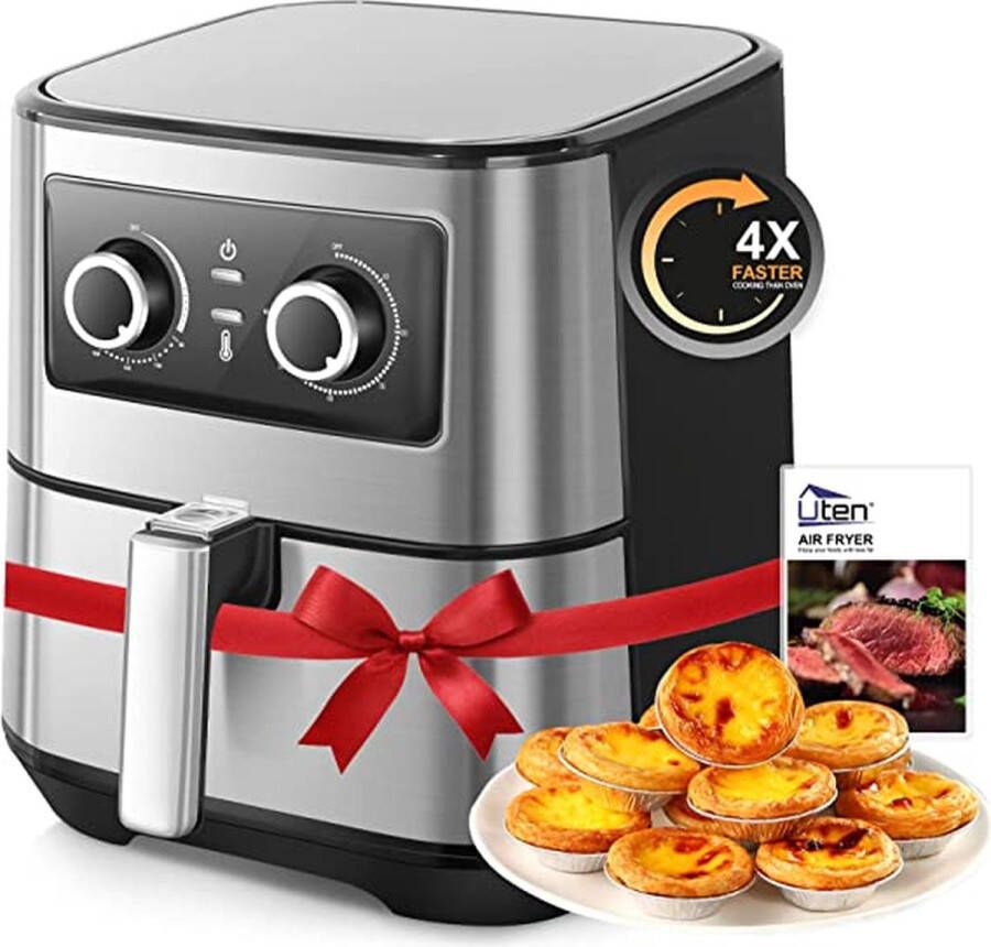 Uten Heteluchtfriteuse 5.5 Liter Smart Airfryer XXL Aerofryer 8 voorgeprogrammeerde programma s (1700 Watt Zwart)