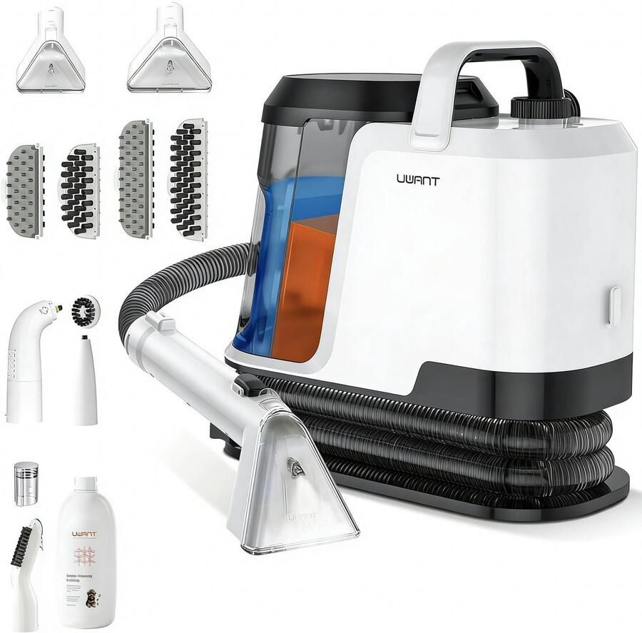 UWANT Y100 Steam Tapijtreiniger-Stoomreiniger en Vlekkenreiniger-Uitgerust met 18KPA-100°C hoge temperatuur stoom -zelfreinigende-7-delige professionele accessoires & reinigingsmiddelen -Geschikt voor het reinigen van banken kookplaten en schoenen