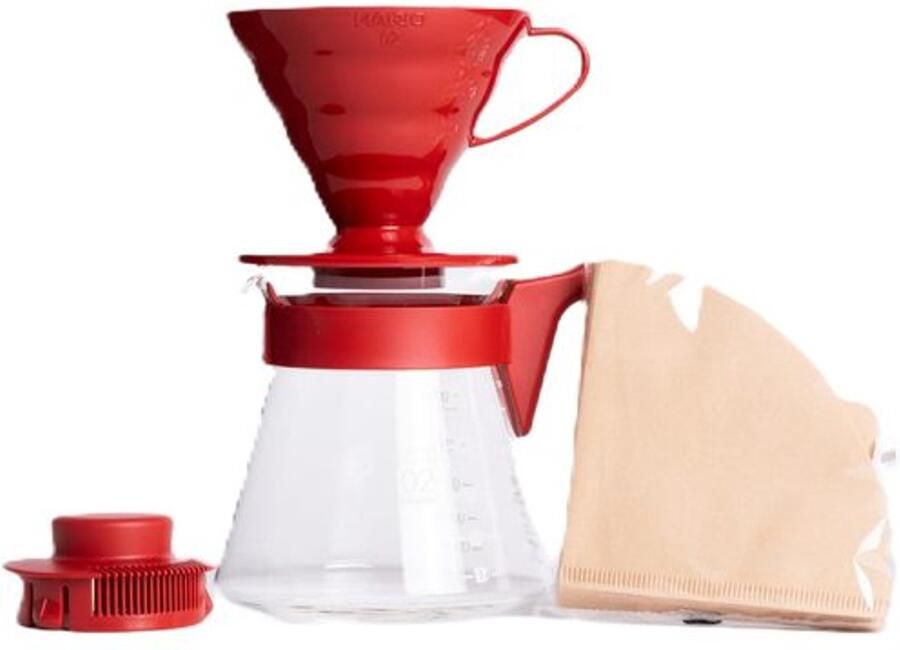 V60 koffiezetapparaat set 02 Glas Rood