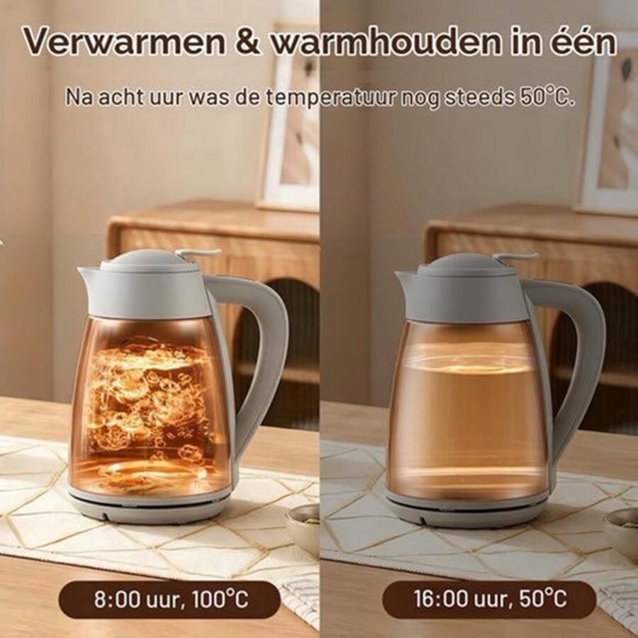 Vacuüm thermische waterkoker 1 5 L 1350 W snelle verwarming 8 h fysieke isolatie LED-display antikantel & automatische uitschakeling BPA-vrij roestvrij staal 304 voor thuis kantoor slaapzaal