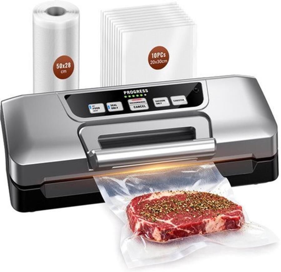 Vacuümsealer Automatisch 110 W Vermogen 90 kPa Vacuümdruk ABS Materiaal Zilver Kleur Voor Levensmiddelen Bewaren