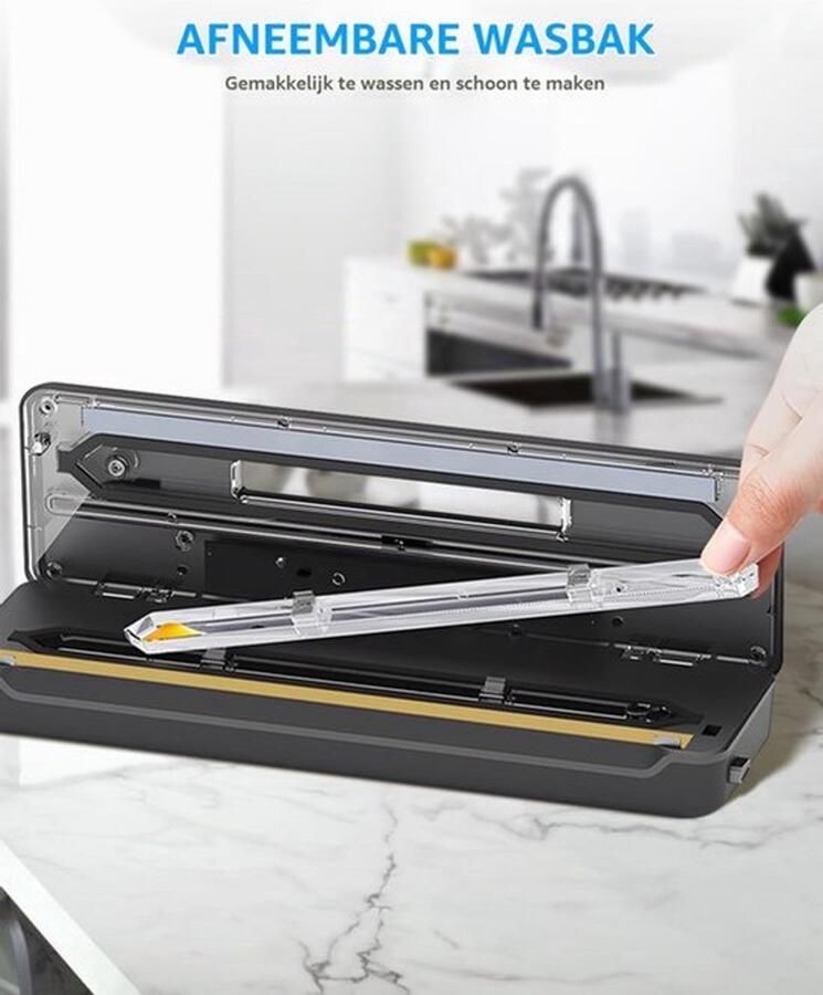 Vacuümsealer met 6 modi vacuümsealer met afneembare lekbak snijmes en twee verwarmingsdraden