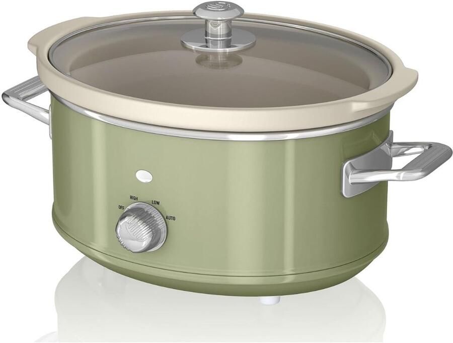 Vali Slowcooker Keramische Binnenpan Crockpot Groen 27cm x 34cm x 22cm