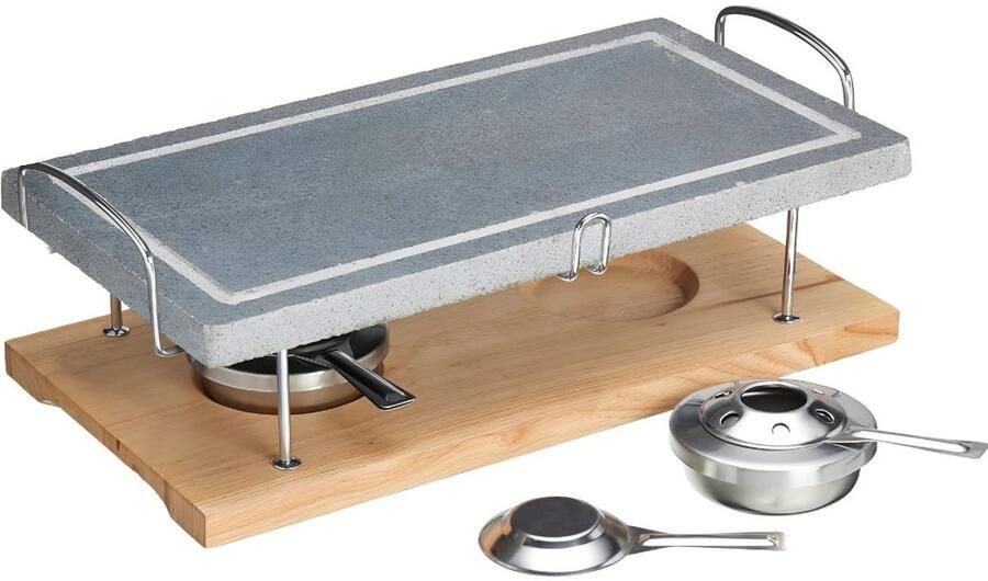 Vali Steengrill Gourmetstel Elektrische Steengrill Grijs 15cm x 42cm x 22cm