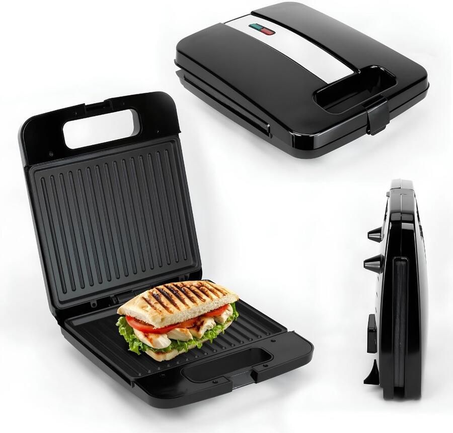 Vali Tosti Ijzer Compacte Grill Tosti Apparaat Zwart 32cm x 11cm x 27cm