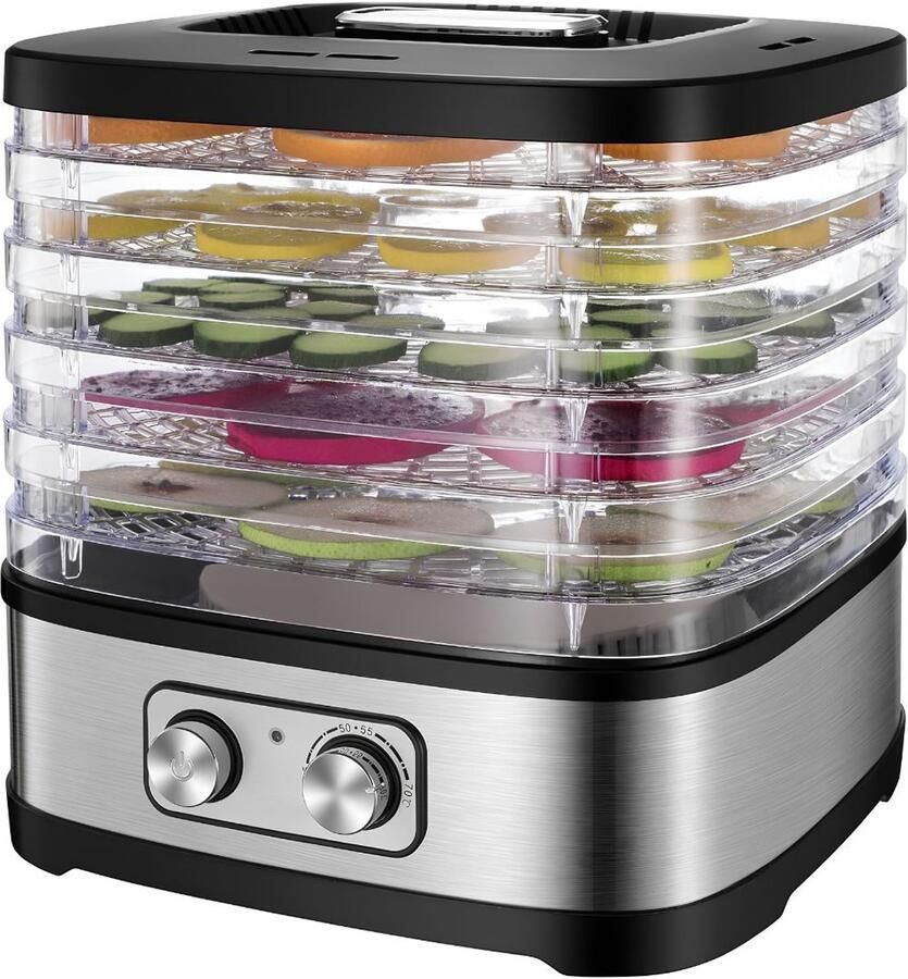 Vali Voedseldroger Dehydrator Droogoven Zwart Zilver 26cm x 21cm x 24cm
