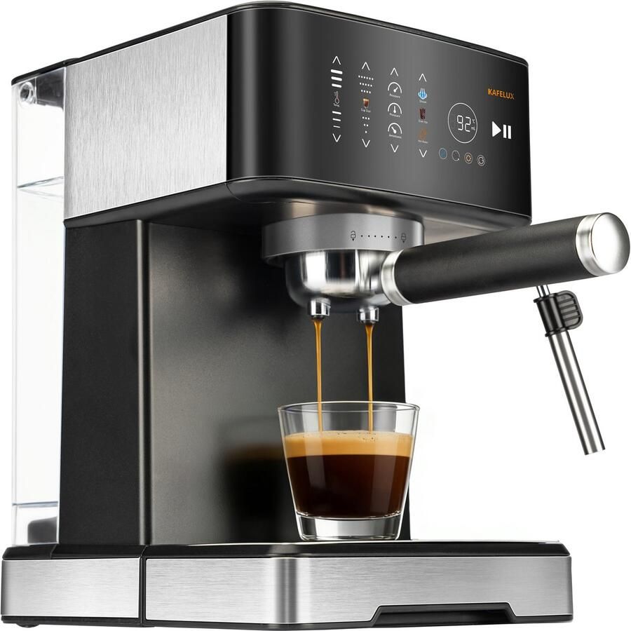 Vankel Halfautomatische Espressomachine -20 Bar professionele hoge druk extractie -1400W pistonmachine -1 7L waterreservoir-6 kopgrootte-en temperatuurstanden-touchscreen kleurendisplay RVS stoompijpje -compatibel met Nespresso & Dolce Gusto-zwart