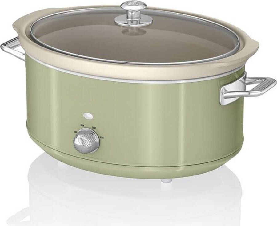 VBZ Slowcooker – Slowcookers Inclusief Wa3 temperatuurniveaus – Slow Cooker Met Antiaanbaklaag – Multicooker Vintage Design – 6 5 l Capaciteit
