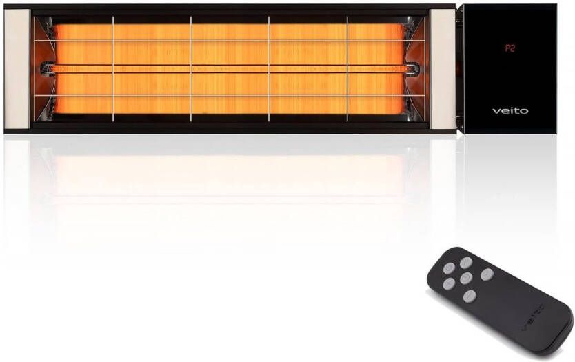 Veito Nevada R 2425 Infrarood Binnen- en Terrasverwarmer – max. 2500W Binnen & Buiten Afstandsbediening Carbon Element IP55 RVS Grill