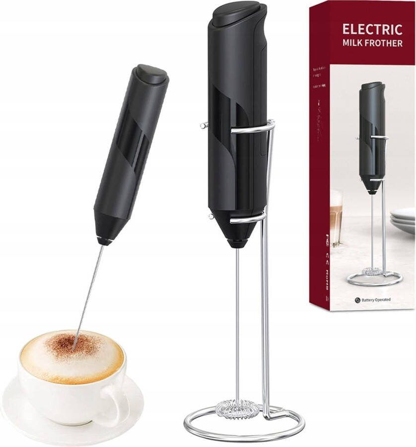VEKO group Elektrische Melkopschuimer Handmatig Koffie Mini Mixer Met Houder Draadloos op Batterijen Zonder Stekker Handig op de Camping RVS