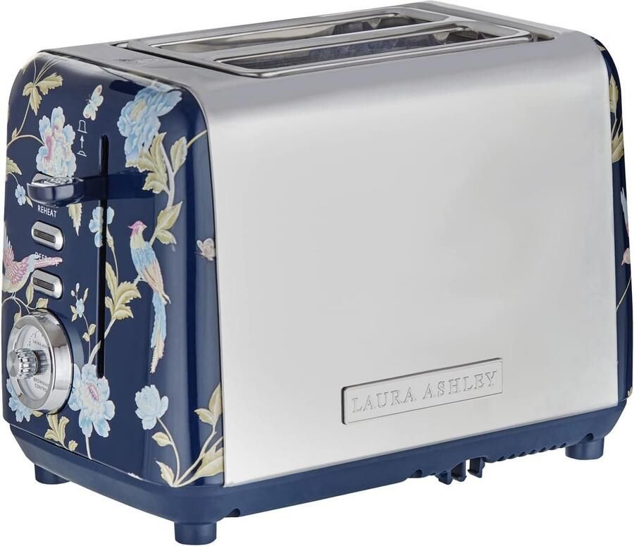 Vellaro Broodrooster met tostiklemmen Navy Blauw 2 Plakjes Roestvrijstaal Vintage Broodrooster met Instelbare Verwarming