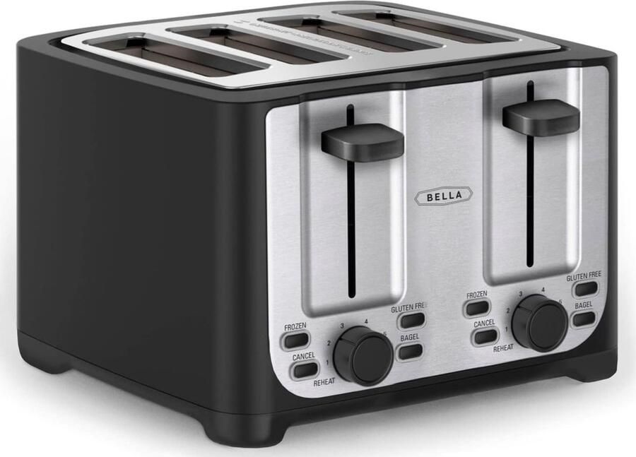 Vellaro Broodrooster met tostiklemmen Roestvrij staal 4 sleuven Automatische uitschakeling en extra brede sleuven Voor ontbijt en snacks