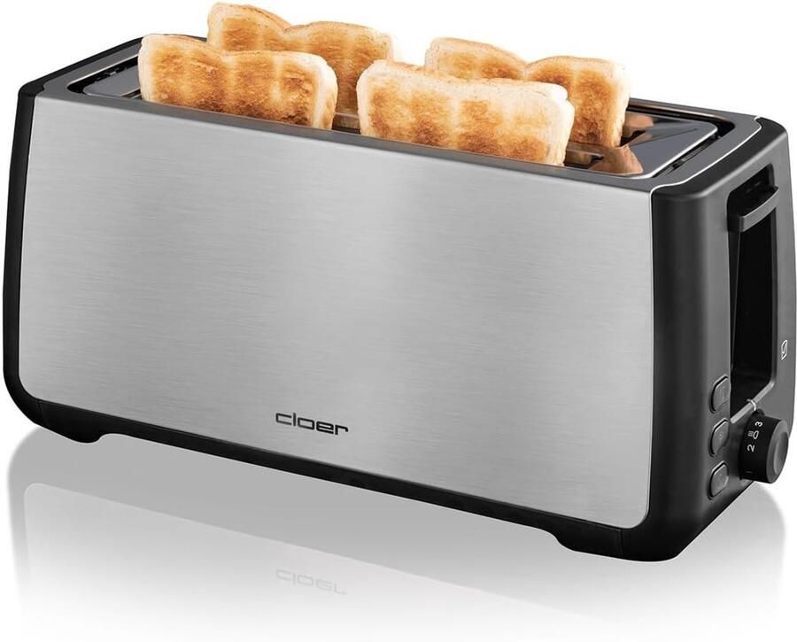 Vellaro Broodrooster met tostiklemmen Roestvrijstaal met zwart King-size voor 4 XXL broodjes 1500 W Voor thuisgebruik