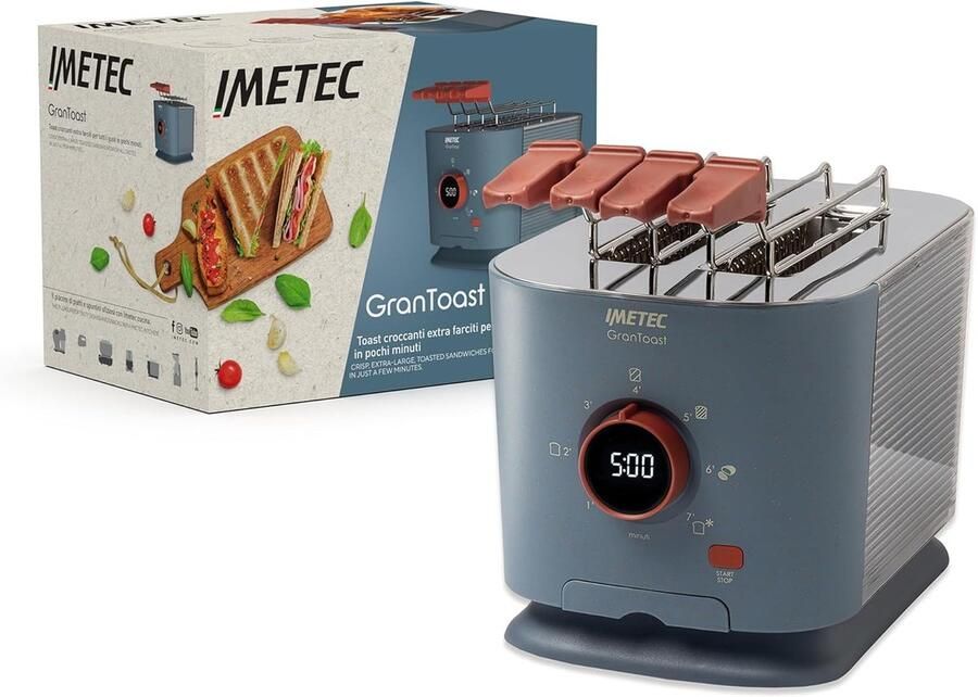 Vellaro Broodrooster met tostiklemmen Wit 2 Sneden XL Extra Grote Sleuven en Opklapbare Tangen Voor Gevulde Toast en Snacks