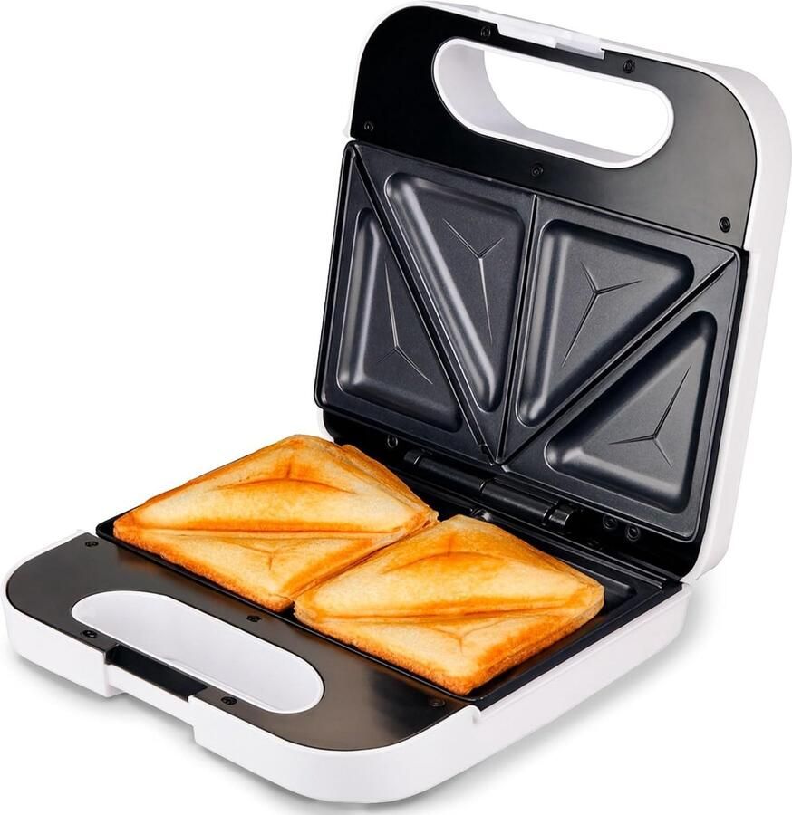 Vellaro Broodrooster met tostiklemmen Wit Vierkante snit 750 W Antiaanbaklaag Voor 2 Sandwiches