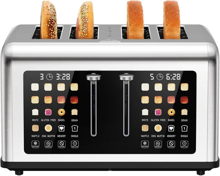 Vellaro Broodrooster met tostiklemmen Zilver 4 sneetjes 1760 W Compacte broodrooster voor gezinsgebruik