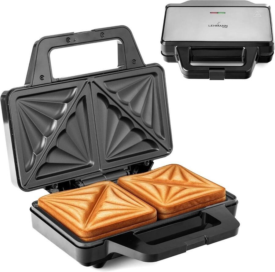 Vellaro Broodrooster met tostiklemmen Zwart 15 x 14 cm Antiaanbaklaag XXL Sandwichmaker Voor 2 Schelpvormige Sandwiches