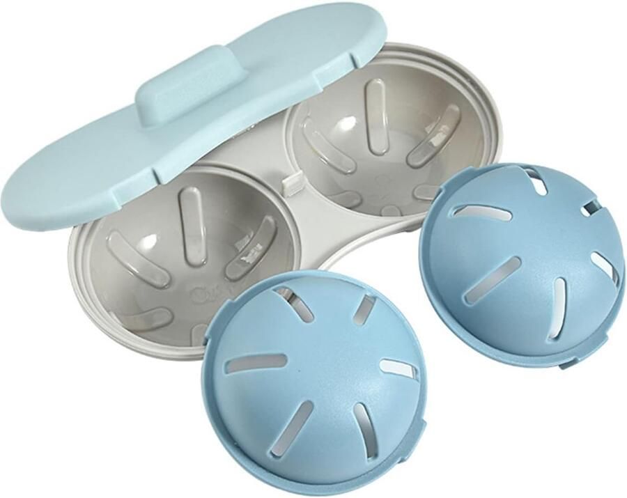 Vellaro Eierkoker Blauw Magnetron Eierstomer met Dubbele Kopjes Voor Gepocheerd Ei en Stomen