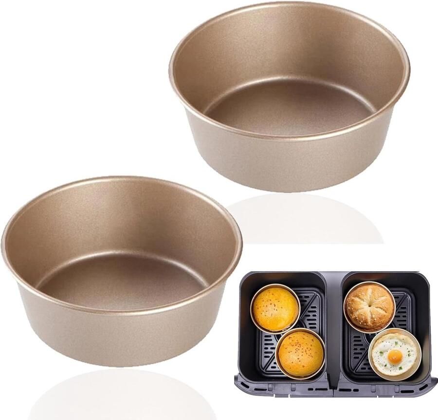 Vellaro Eierkoker Goud 11 3 x 4 cm Koolstofstalen Mini Ovenvormen Voor Airfryer en Bakken