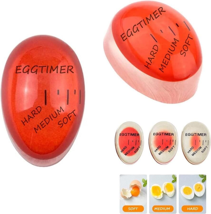 Vellaro Eierkoker Rood 4 x 5 cm Hars Kleurveranderende Timer Voor Koken van Eieren