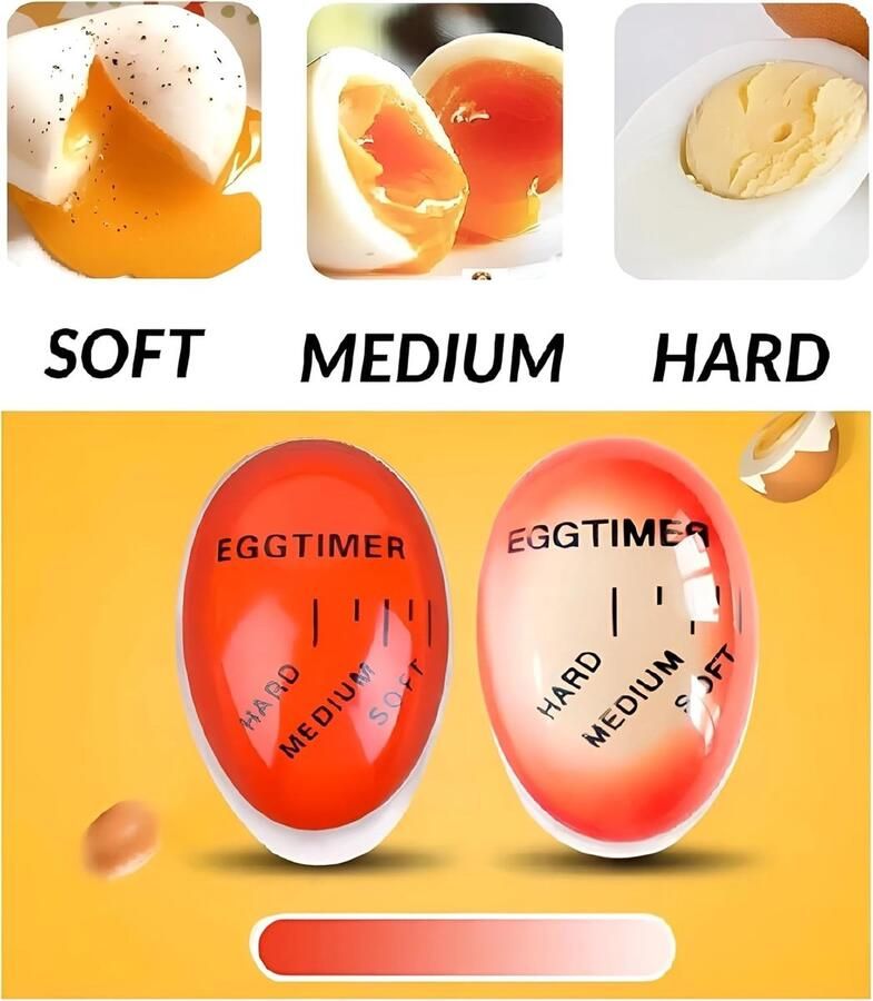 Vellaro Eierkoker Rood Hars Analoge Temperatuurweergave voor Zacht Medium en Hard Gekookte Eieren