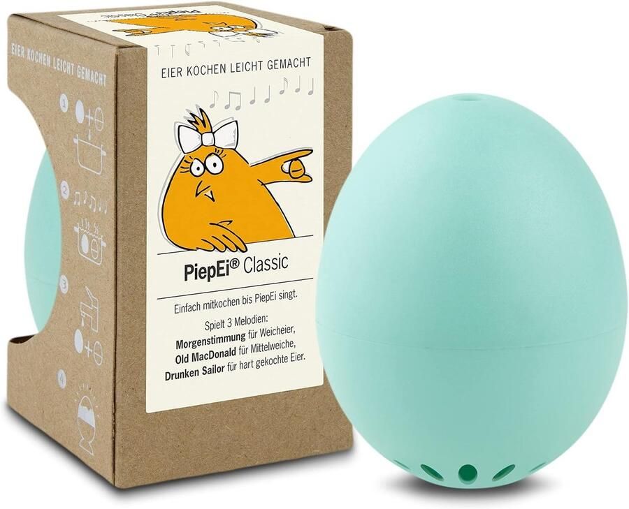 Vellaro Eierkoker Turquoise Zingende eierwekker met 3 melodieën Voor het koken van meerdere eieren