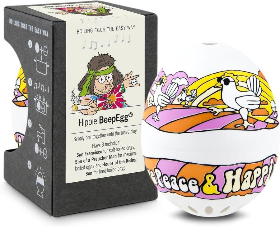 Vellaro Eierkoker Wit Muzikale eierwekker voor 3 hardheidsgraden Thermisch model met California Dreaming melodie Voor perfect gekookte eieren