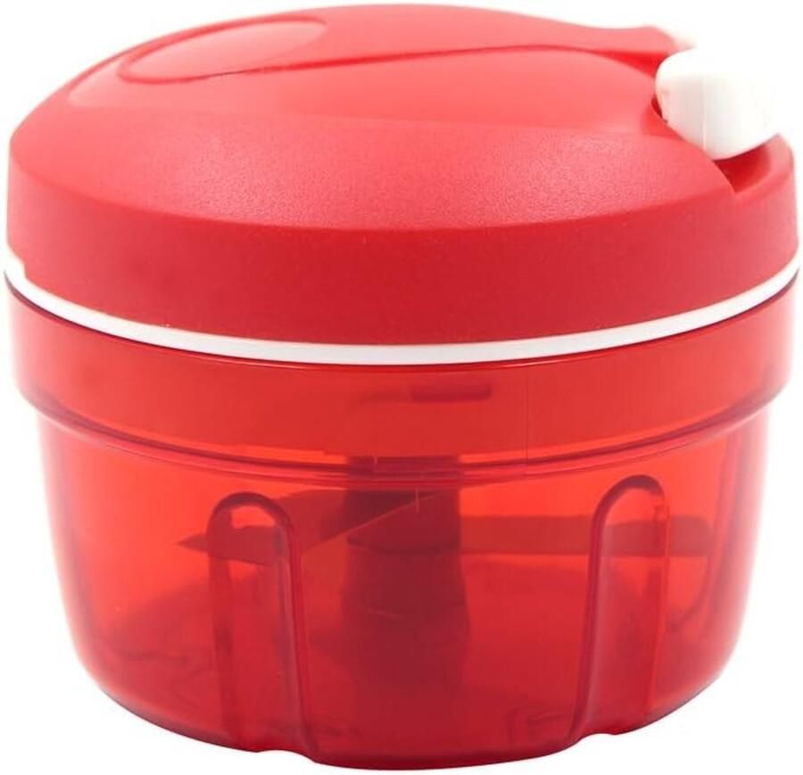 Vellaro Eiersnijder hakmolen Rood 11 x 10 x 10 cm Handmatige groentesnijder met 3 messen Voor in de keuken