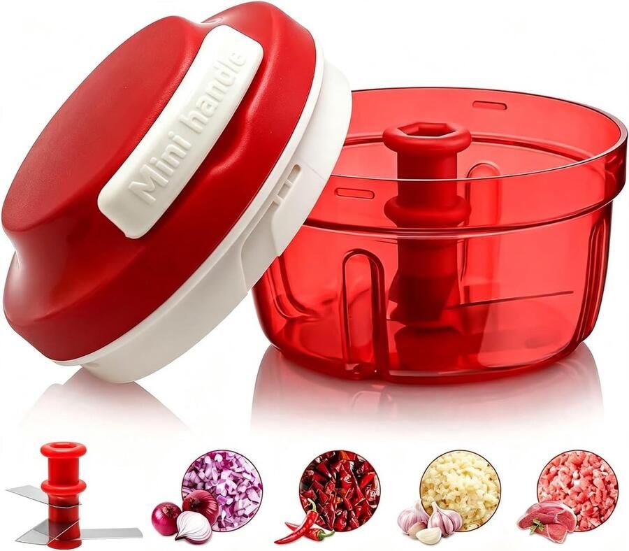 Vellaro Eiersnijder hakmolen Rood 300 ml Handmatige groente- en vleessnijder Voor keuken en maaltijdbereiding