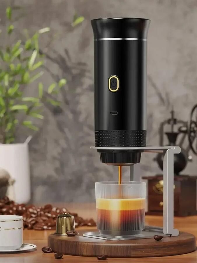 Velmio Draadloos Koffiezetapparaat 3-1 Draagbaar Koffiezetapparaat Voor Onderweg Espressomachine 20 Bar 3-in-1 Capsules & Gemalen Koffie 60ML Zwart