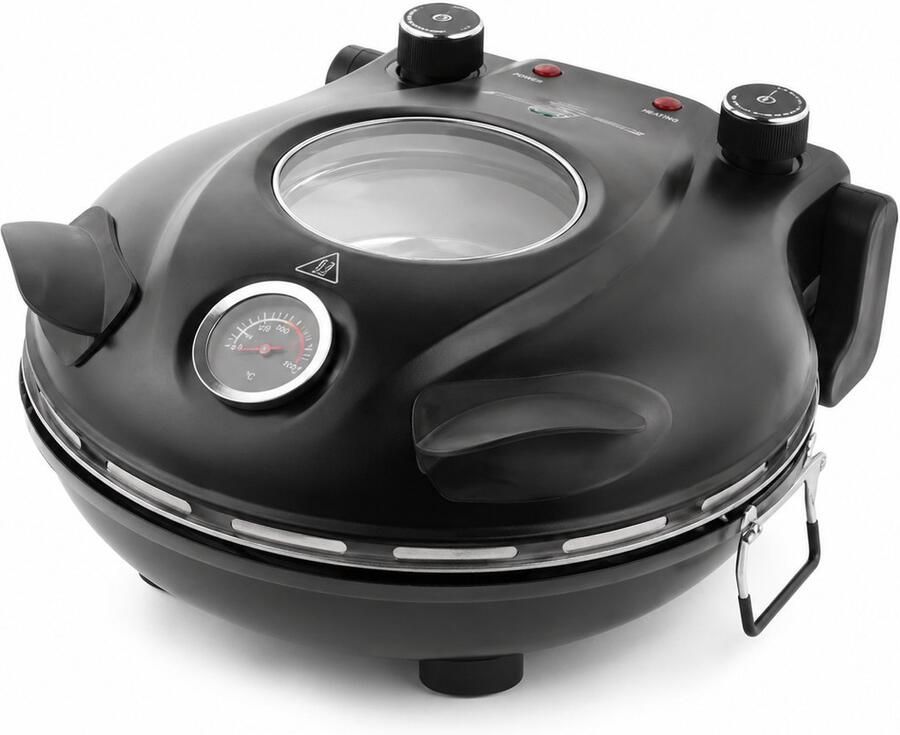 Velmio Pizzamaker Pizzaoven Elektrische Pizzamaker 420℃ 1200 Watt 32cm Vlambestendige Steenplaat Zwart