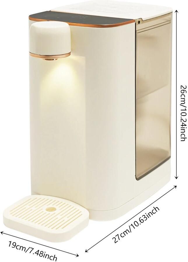 Velmio Waterkoker Heetwater Dispensers Heetwatertap 3-seconden Elektrische Kookkraan 5 Temperatuurinstellingen Tank van 3 liter LED-display 2000 W Beige